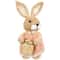10" Plush Girl Easter Rabbit Figurine with Basket